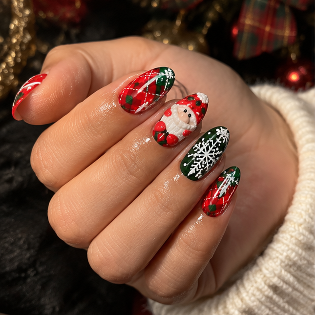 Deck the Nails Christmas Tree Wreath Gift Press On Nails