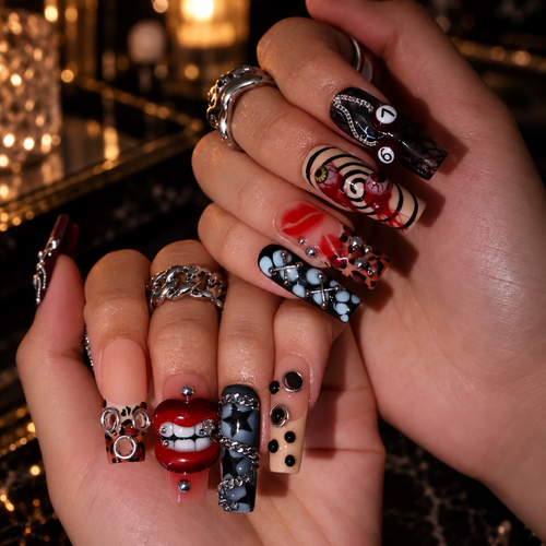 Bad Bite Gothic Grunge Lips Press On Nails