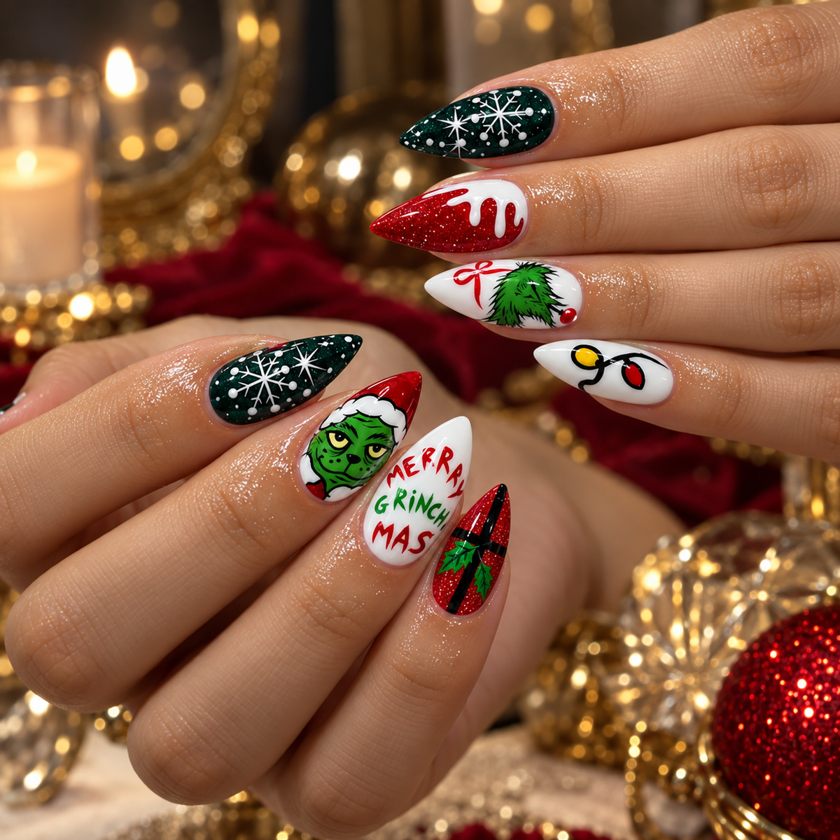 Gnome for Christmas 3D Gnome Plaid Press On Nails