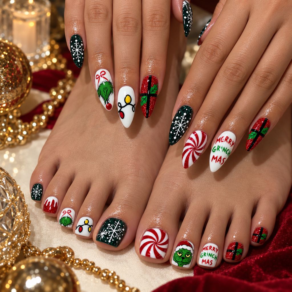 Gnome for Christmas 3D Gnome Plaid Press On Nails