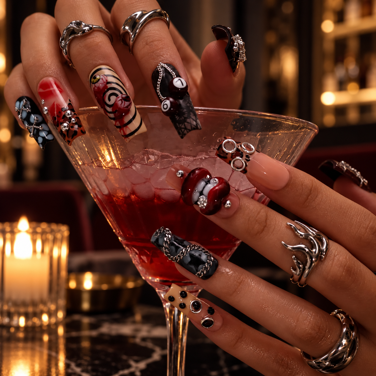 Bad Bite Gothic Grunge Lips Press On Nails