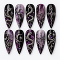 Amethyst Serpent Halloween Press On Nails – Luxury Snake Nail Set - HW005